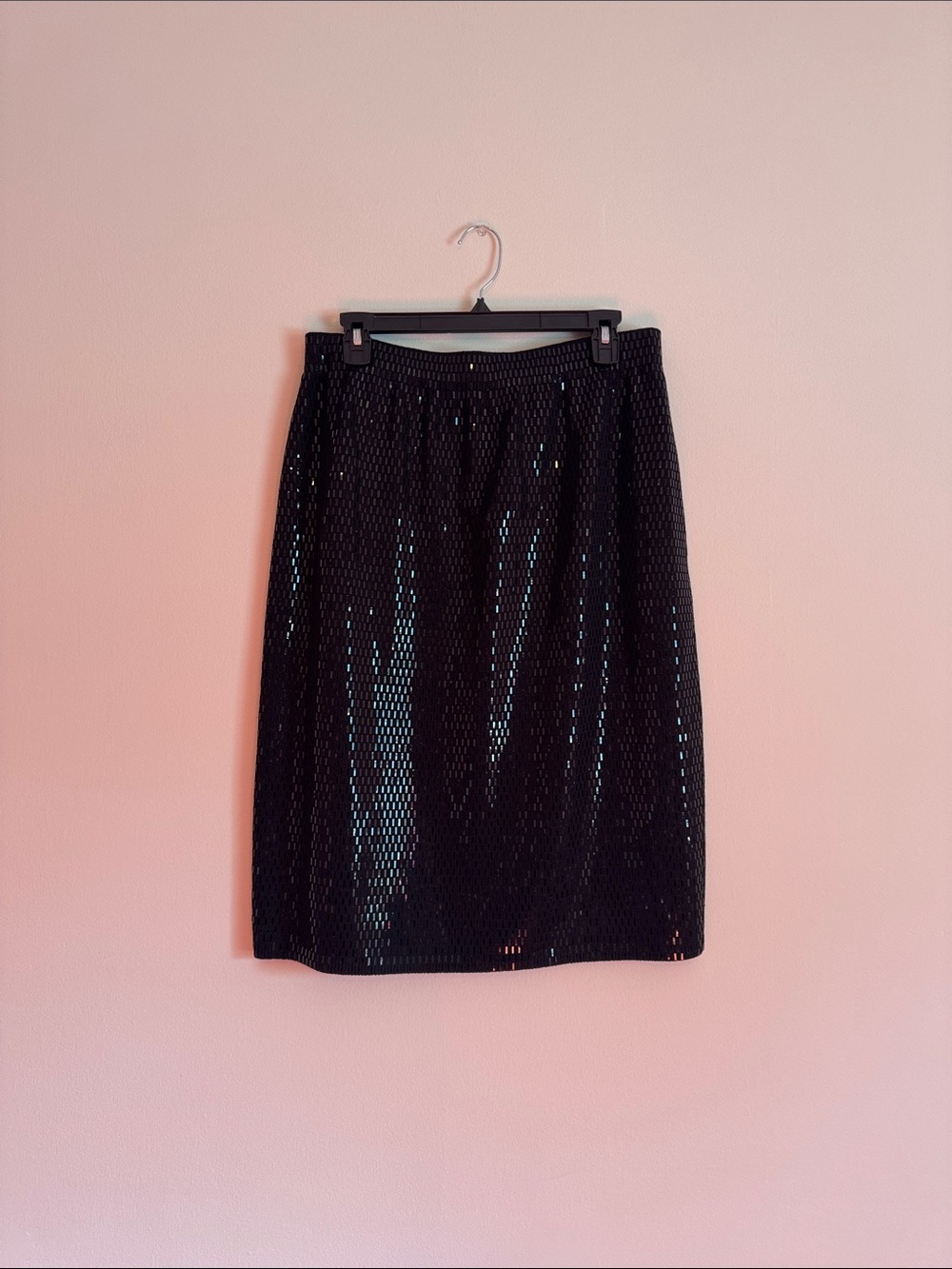 St. John Black Sequin Pencil Skirt